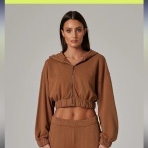 Talentless WOMENS ZIP CROP brown JACKET size Medium M